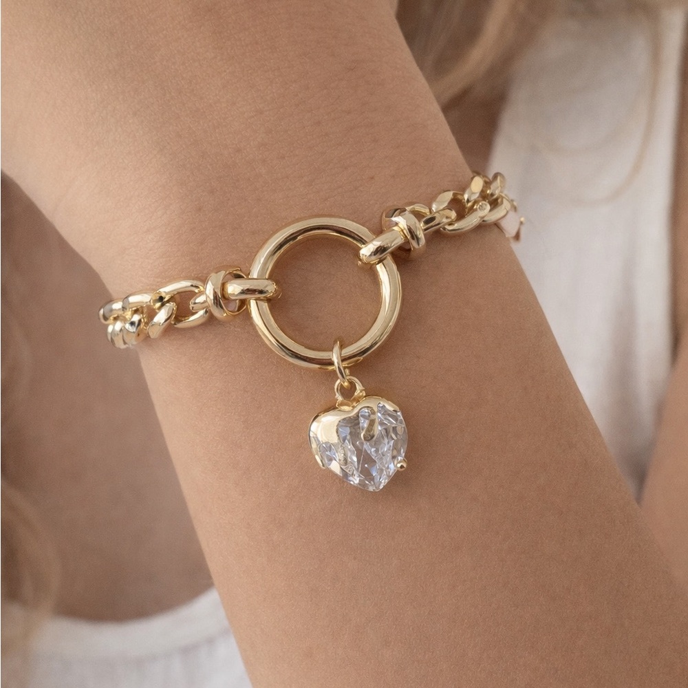 14k Gold Plated Heart Charm Bracelet